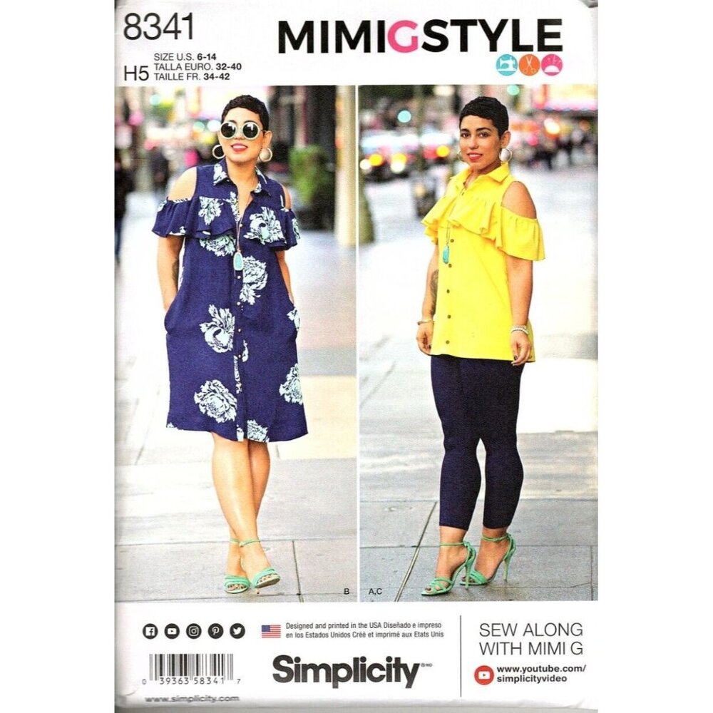 Simplicity 8341 Misses 6 to 14 Mimi G Cold Shoulder Dress and Top Sewing Pattern